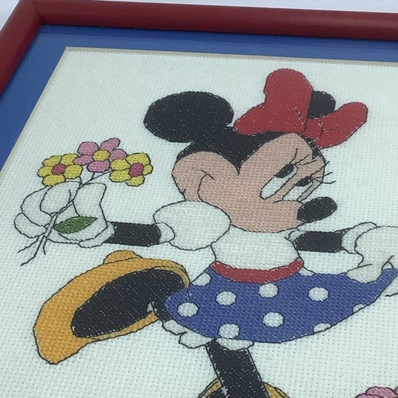 Framed 11” x 13” Cross Stitch of Minnie Mouse - Picture 5 of 10